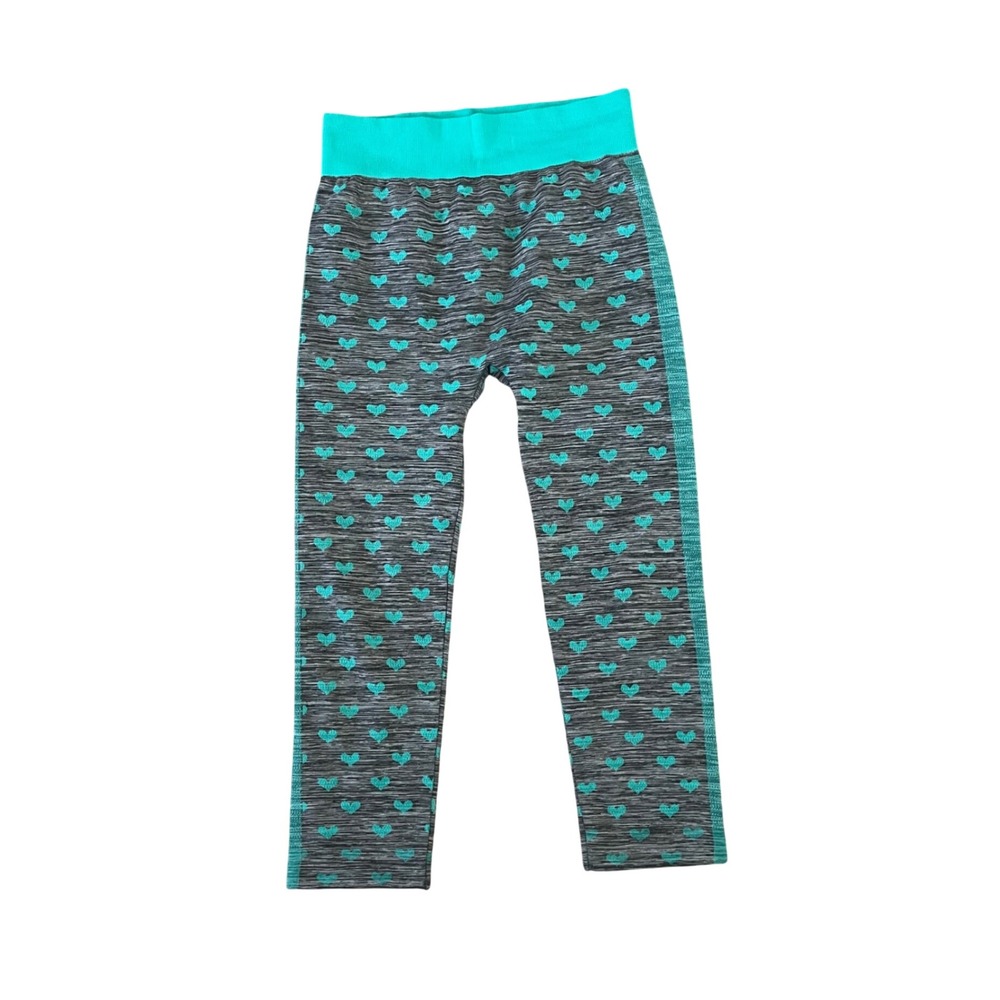 Activ Pro Leggings L/XL Space Dye‎ HEARTS Turquoise Gray Love Activewear Workout